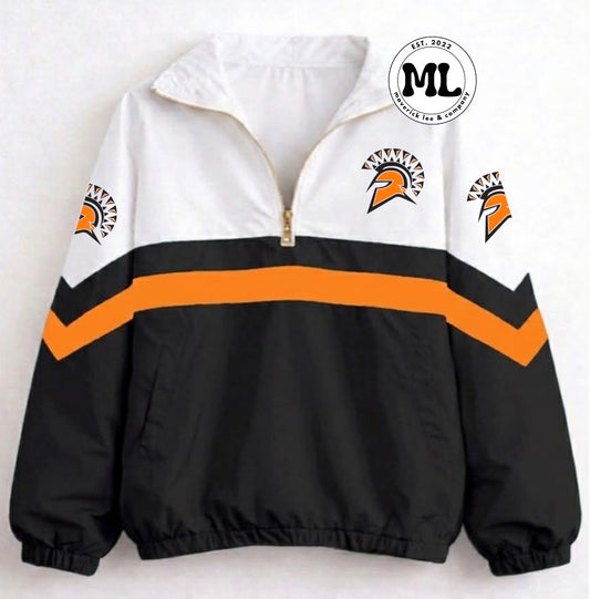 Quarter zip - Waynesville - Black with orange stripe