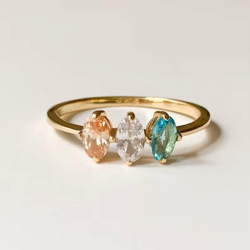 Personalized Oval Birthstone Ring