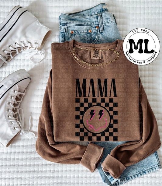 Mama checkered smiley pink