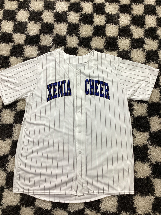 Large glitter embroidered Xenia cheer jersey – in stock