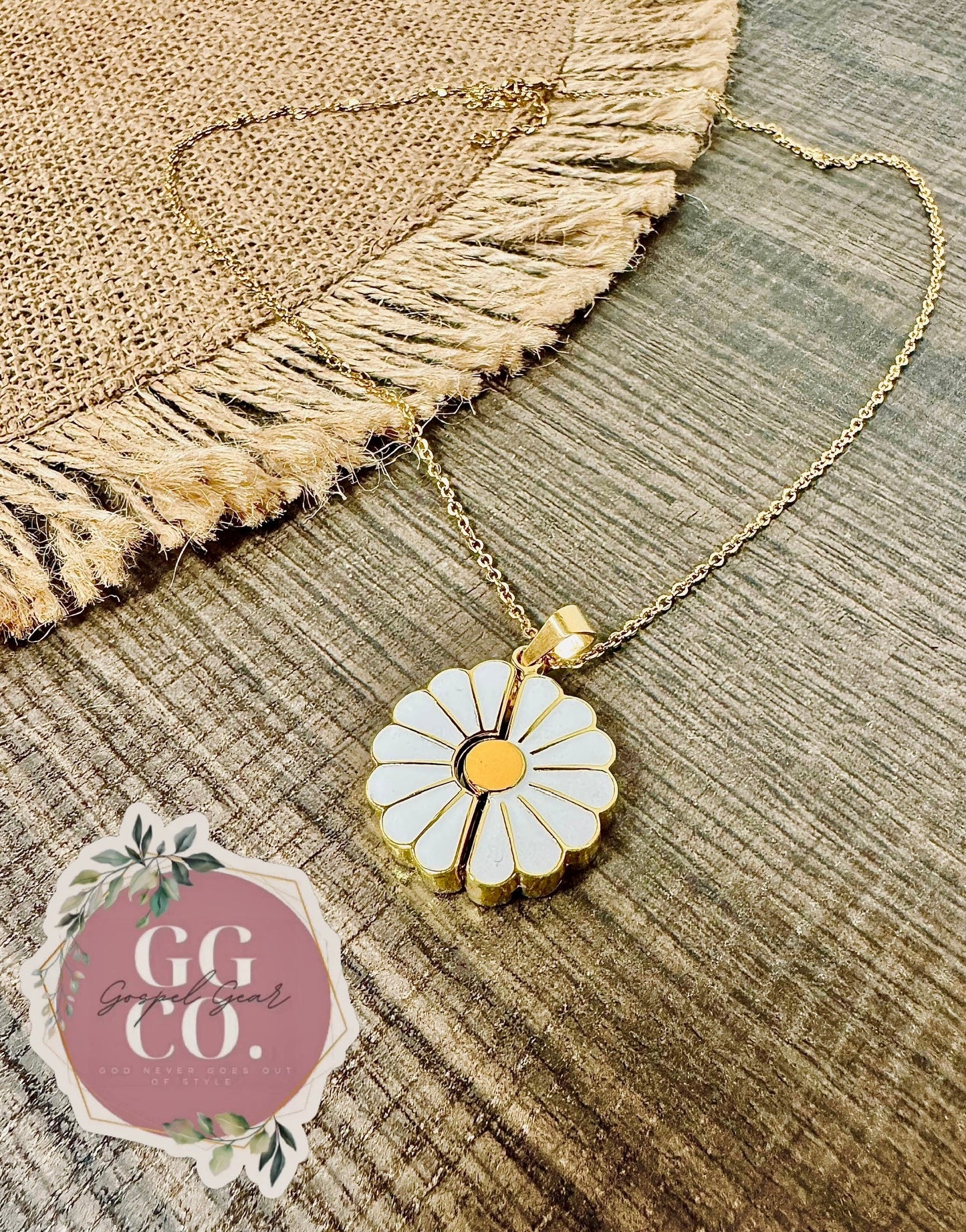 God Is Within Her Daisy Necklace - Hidden Message Necklace - Christian Jewelry - Engraved Christian Necklace - Christian Apparel - Necklace - Christian Gift