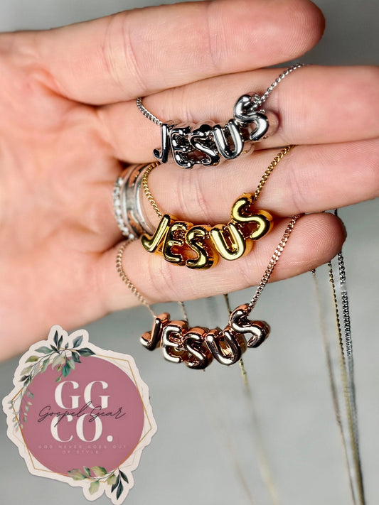 Jesus Bubble Name Necklace - Christian Jewelry - Christian Necklace  - Christian Gift