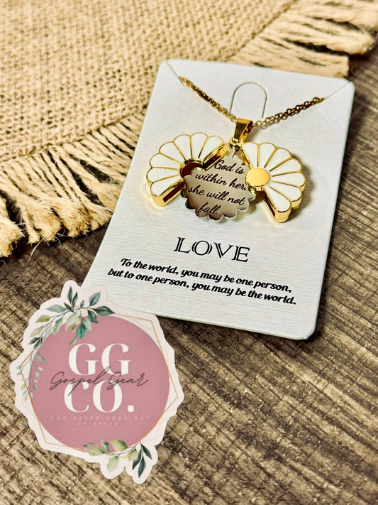 God Is Within Her Daisy Necklace - Hidden Message Necklace - Christian Jewelry - Engraved Christian Necklace - Christian Apparel - Necklace - Christian Gift
