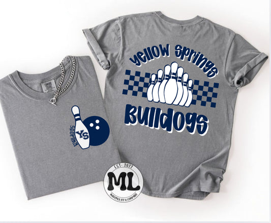 Yellow Springs Bulldogs - checkered, bowling front and back
