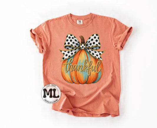 Thankful watercolor + polka dots