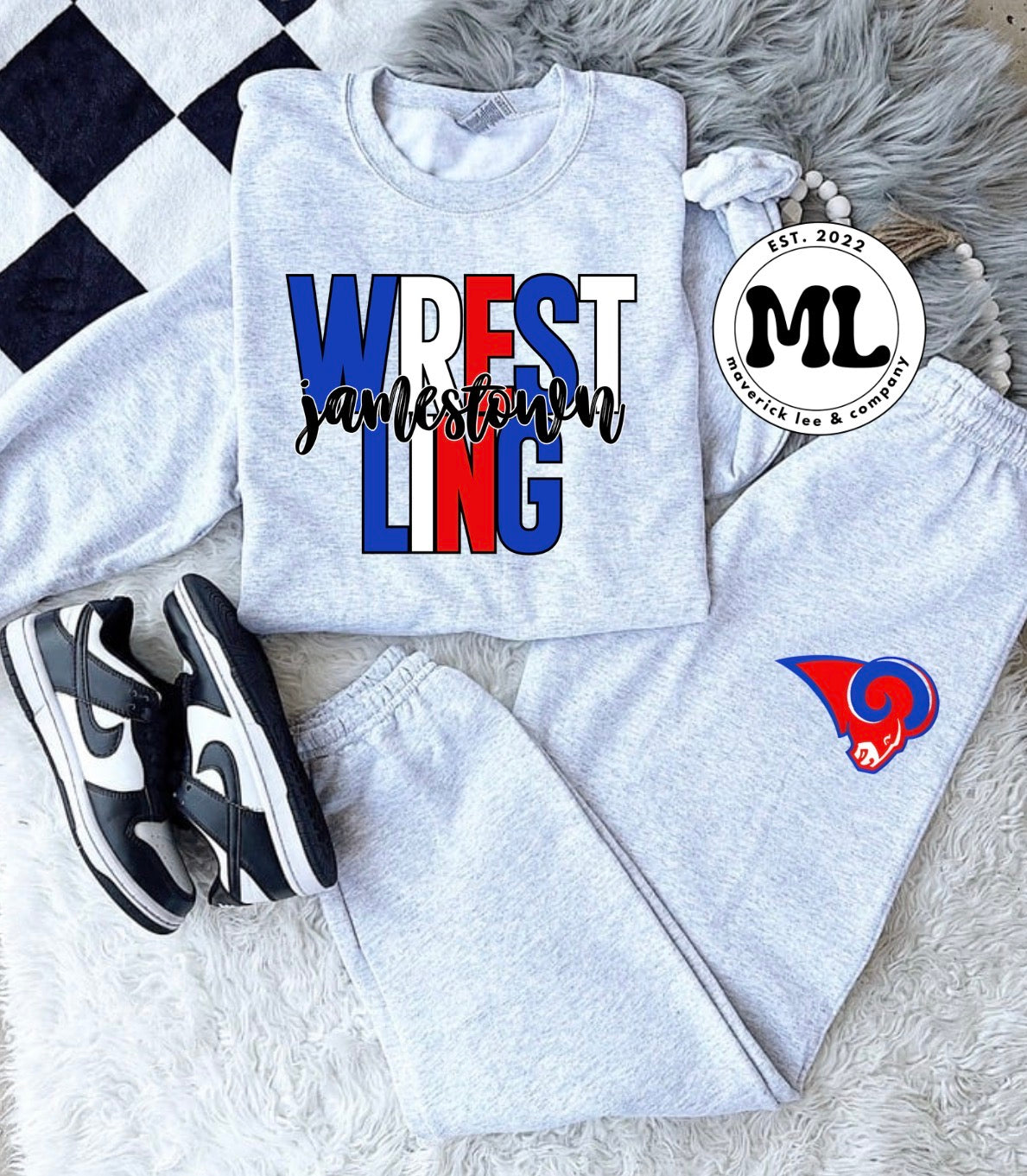 Jamestown Rams wrestling jogger set