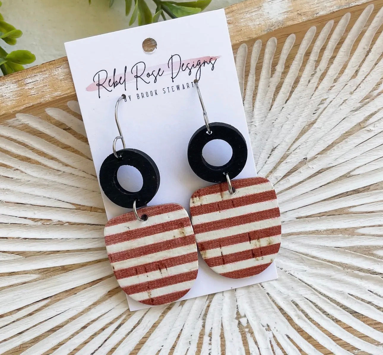 Cork/leather/wood earring collection