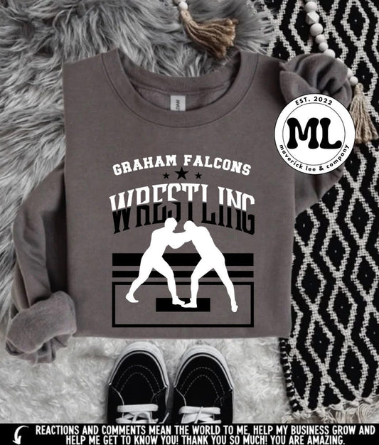 Graham falcons - wrestling, white and black