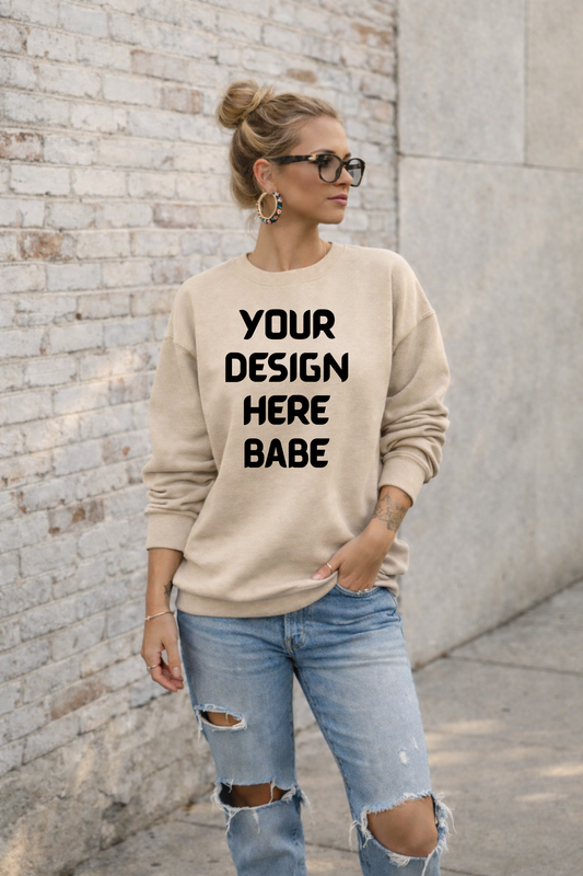 Mock up - Sand Gildan Sweatshirt