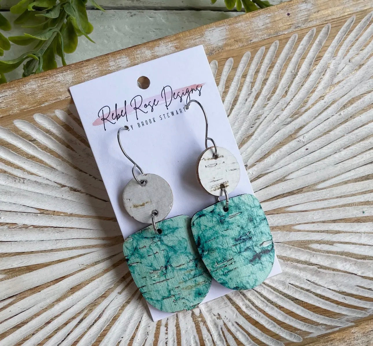 Cork/leather/wood earring collection