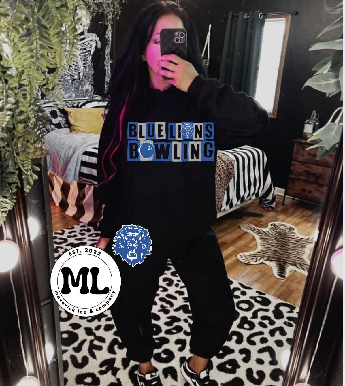 jogger set - blue lions bowling distressed boxes