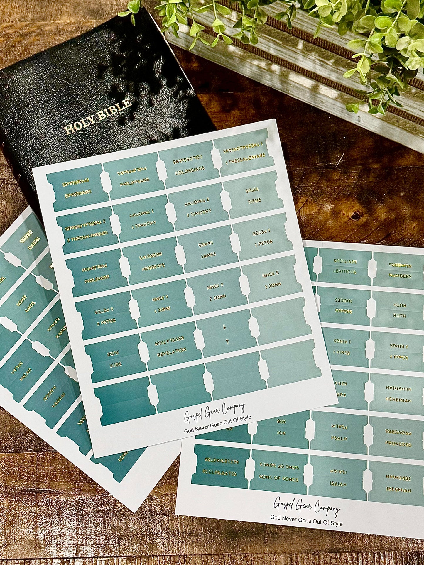 Gold Foil Sea Foam Matte Bible Tabs - Christian Bible Tabs - Christian Gift - Books Of The Bible Tabs - Bible Accessories - Bible Tabs