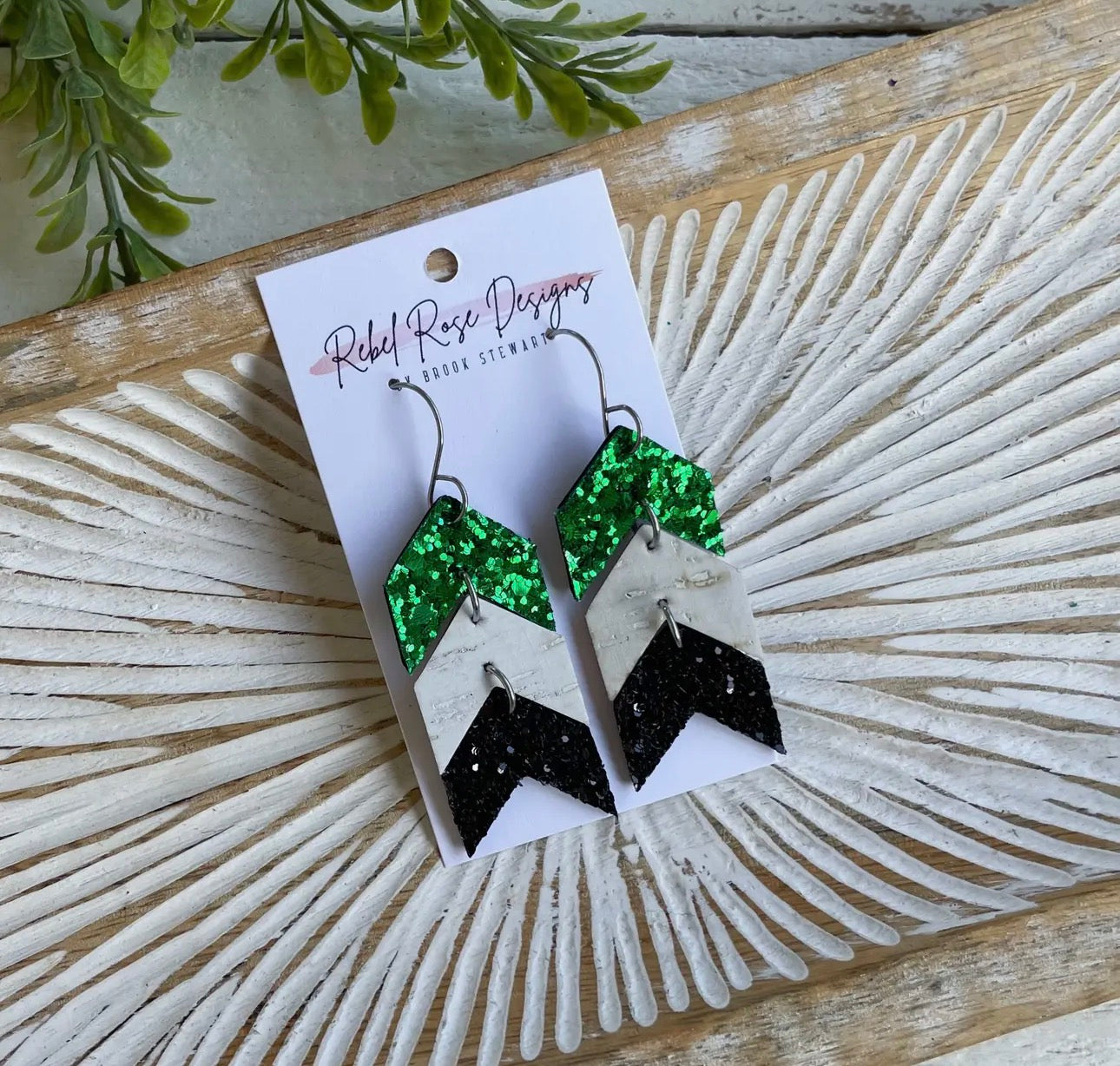 Cork/leather/wood earring collection