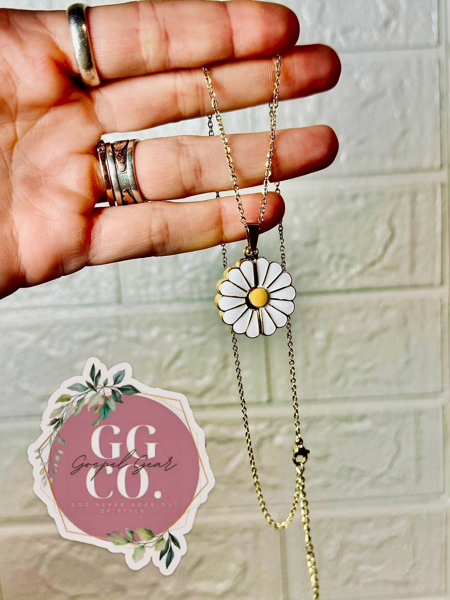God Is Within Her Daisy Necklace - Hidden Message Necklace - Christian Jewelry - Engraved Christian Necklace - Christian Apparel - Necklace - Christian Gift