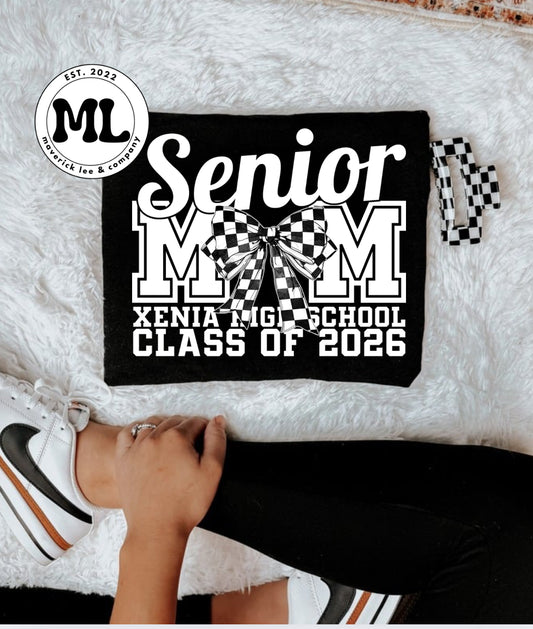 Senior mom checkered bow