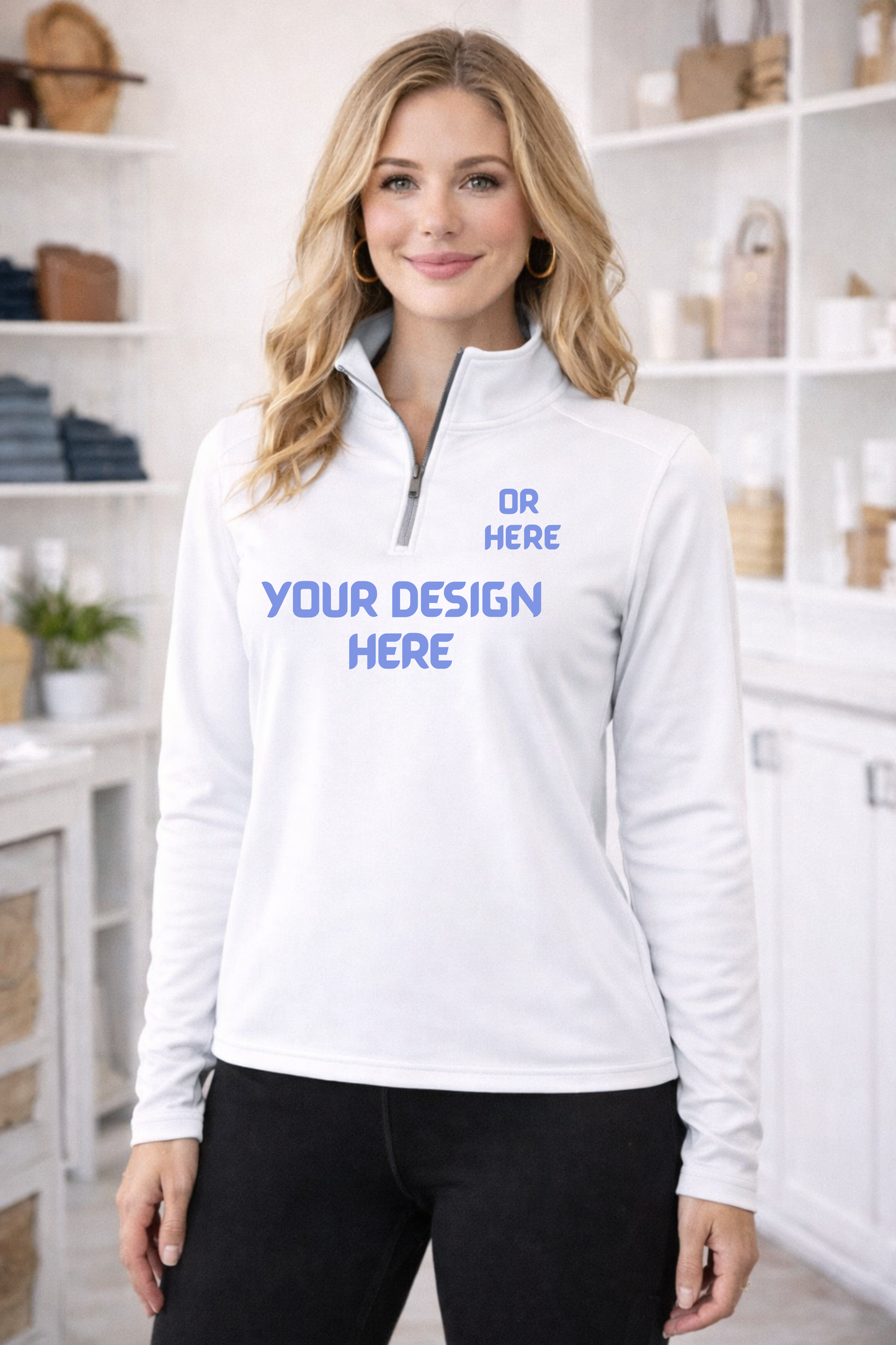 Mock up - Team 365 performance quarterzip - White