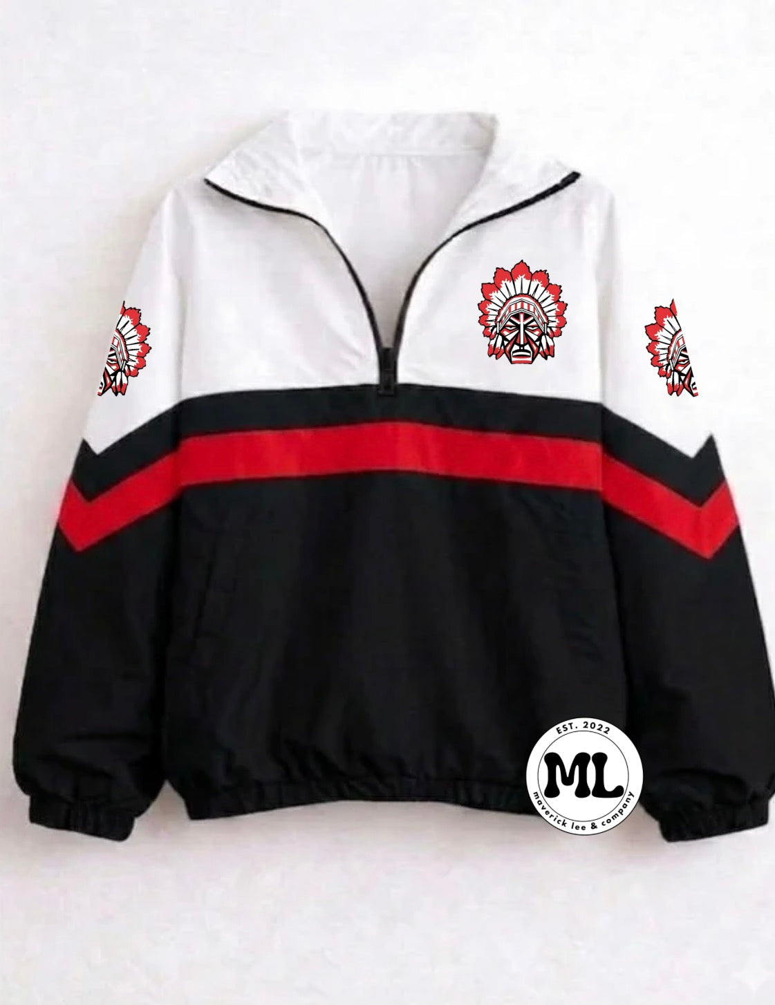 Quarter zip - Wayne - black with red stripe