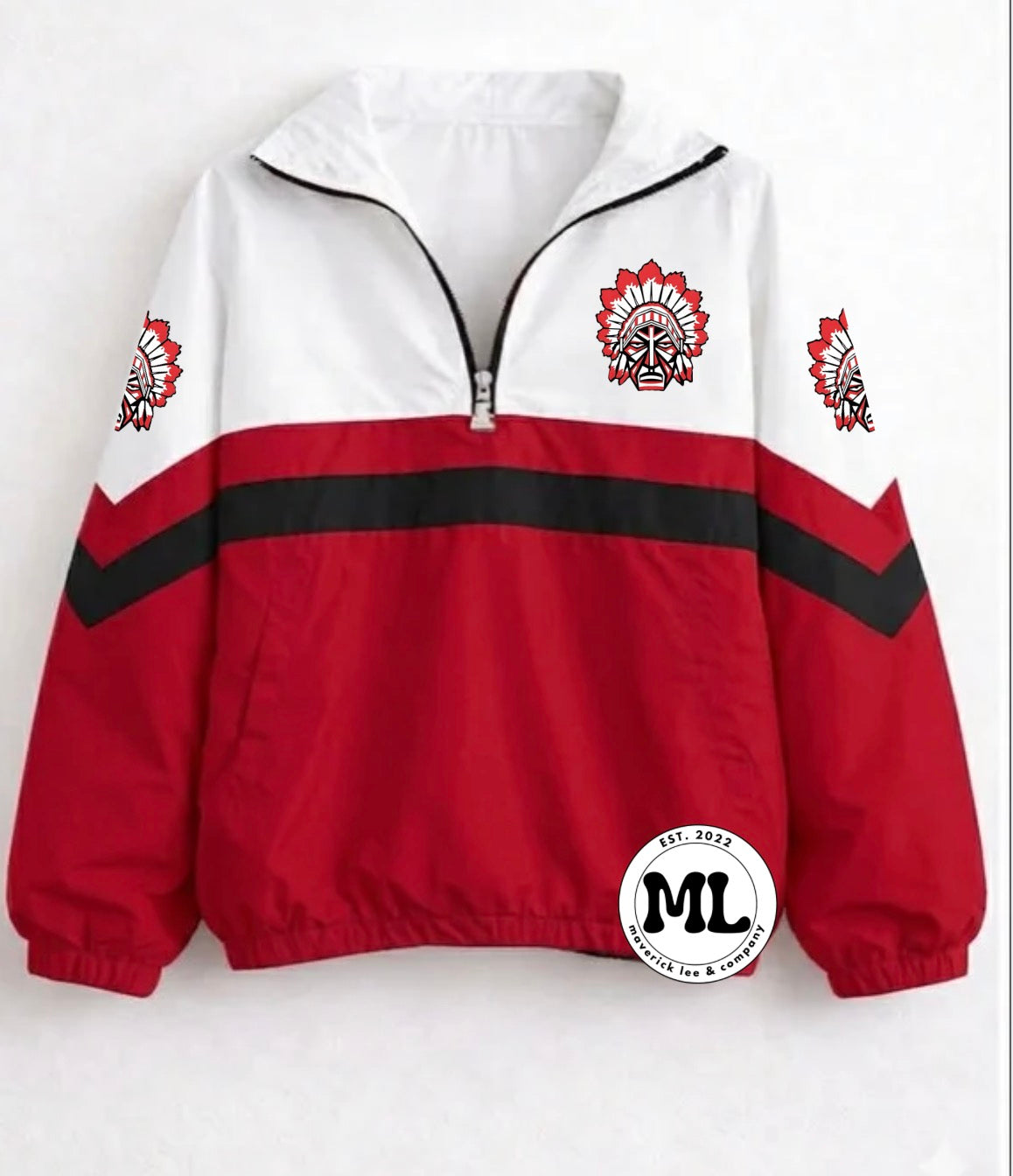 Quarter zip - Wayne - red with black stripe