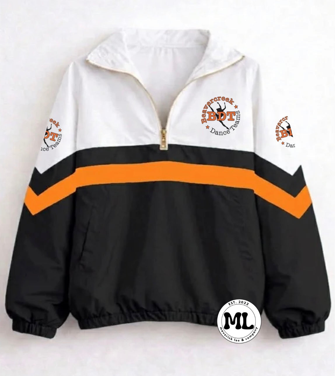 Quarter zip - Beavercreek Dance Teams - black with orange stripe