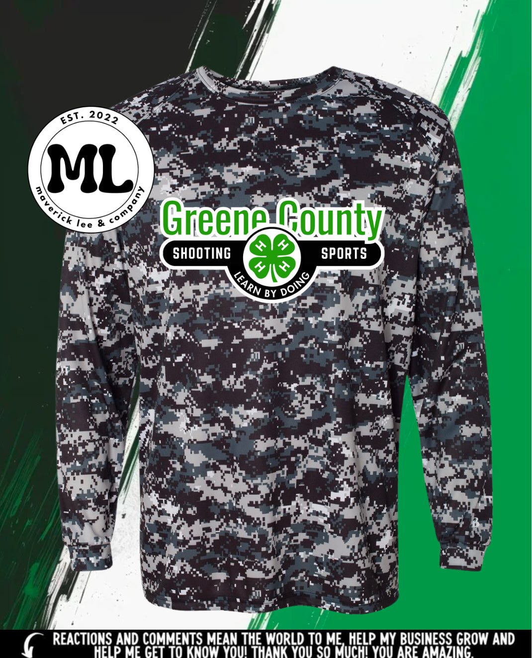 Greene county shooting sports long sleeve digital camo