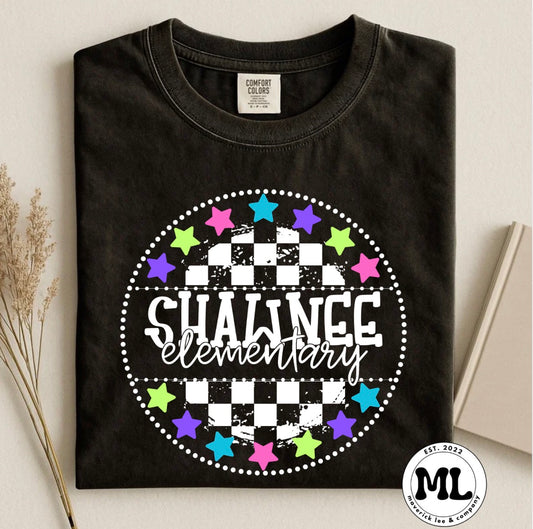 Shawnee Elementary checkered with Stars multicolor