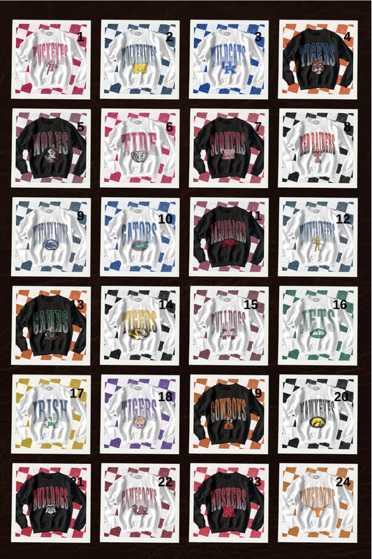 Oversized distressed collegiate football collection