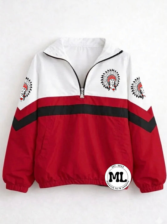 Quarter zip - Stebbins - red with black stripe