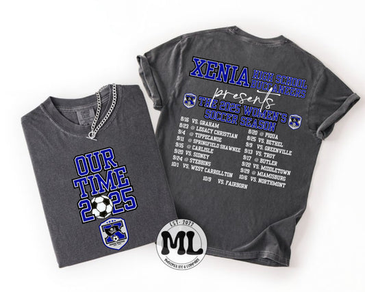 This is our time - Women’s Soccer - Xenia front and Schedule back