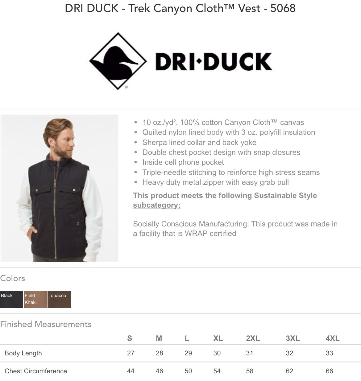 Dri Duck vest - GCSS