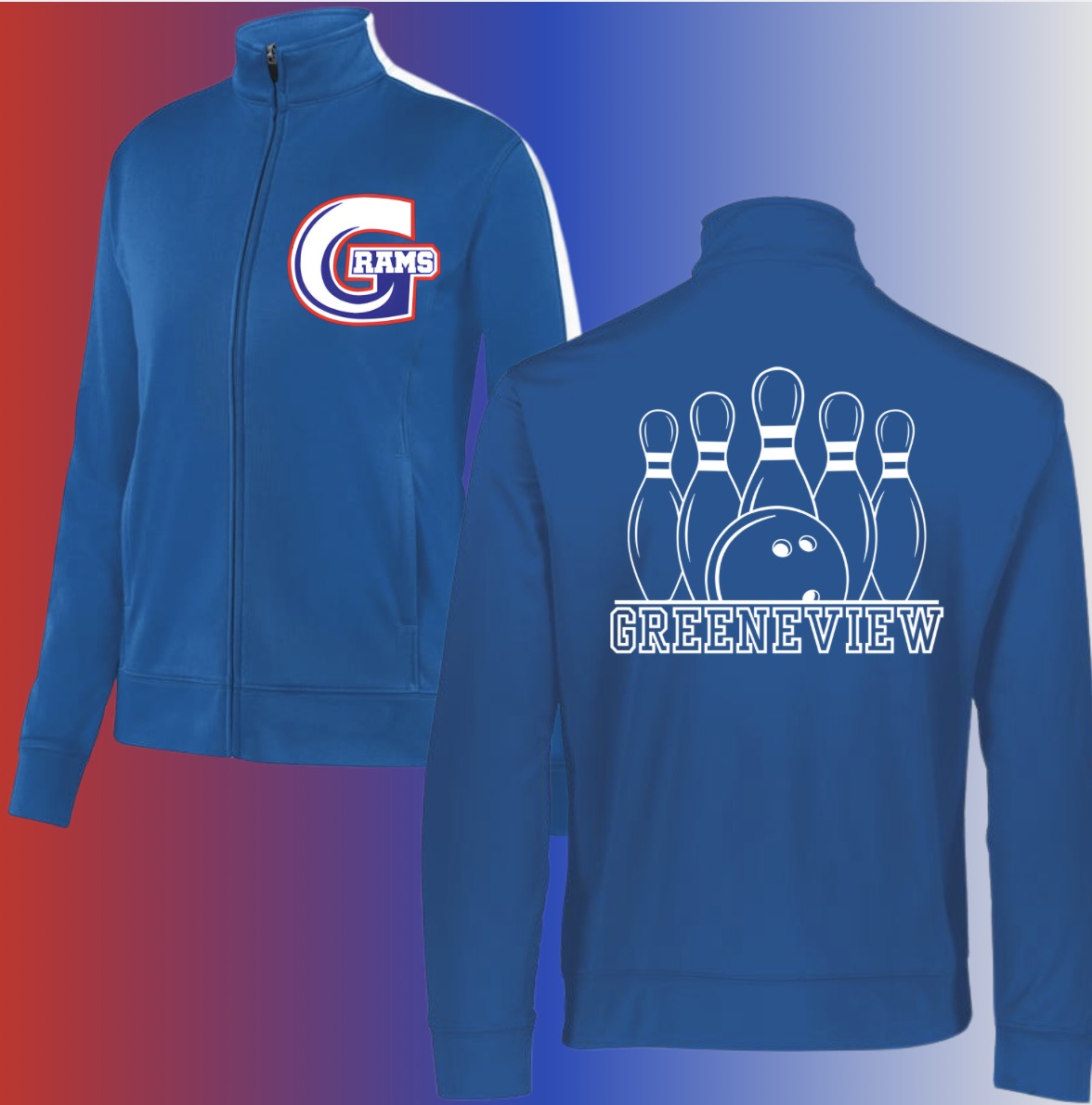 Greeneview bowling jacket white outline