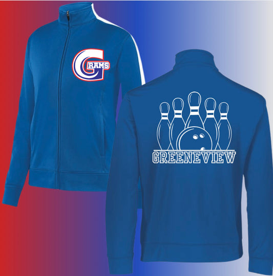Greeneview bowling jacket white outline