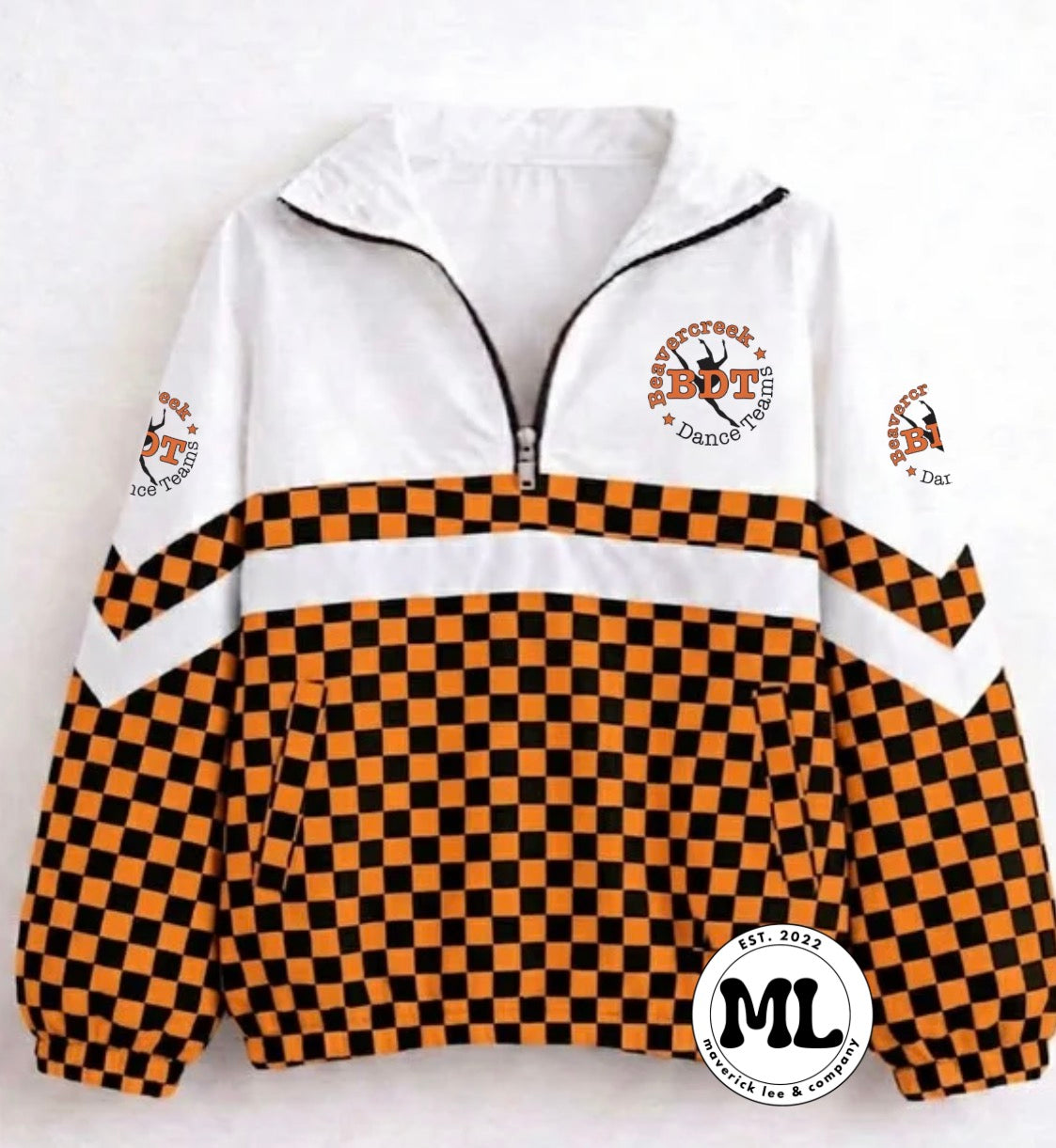 Quarter zip - Beavercreek Dance Teams - checkered with white stripe