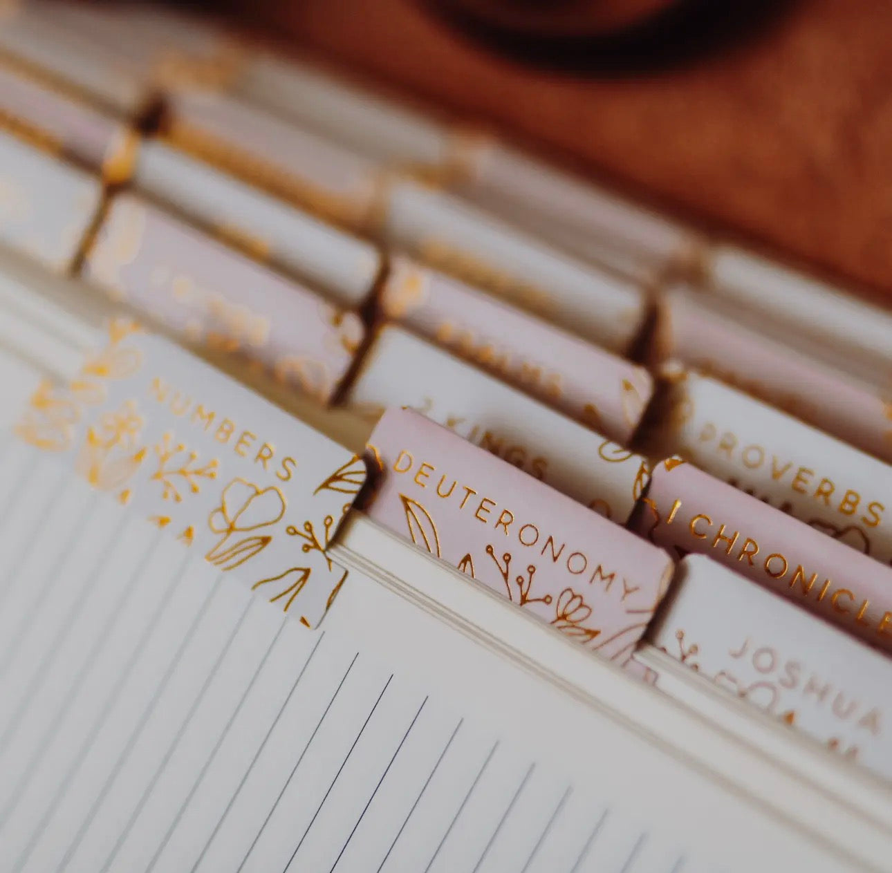 Gold foil Bible tabs – dusty pink ￼