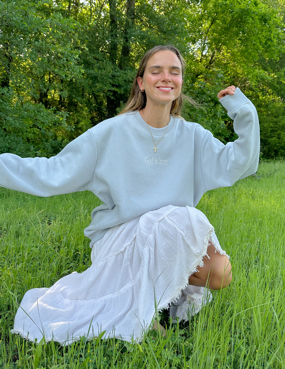God Is Here Unisex Crewneck