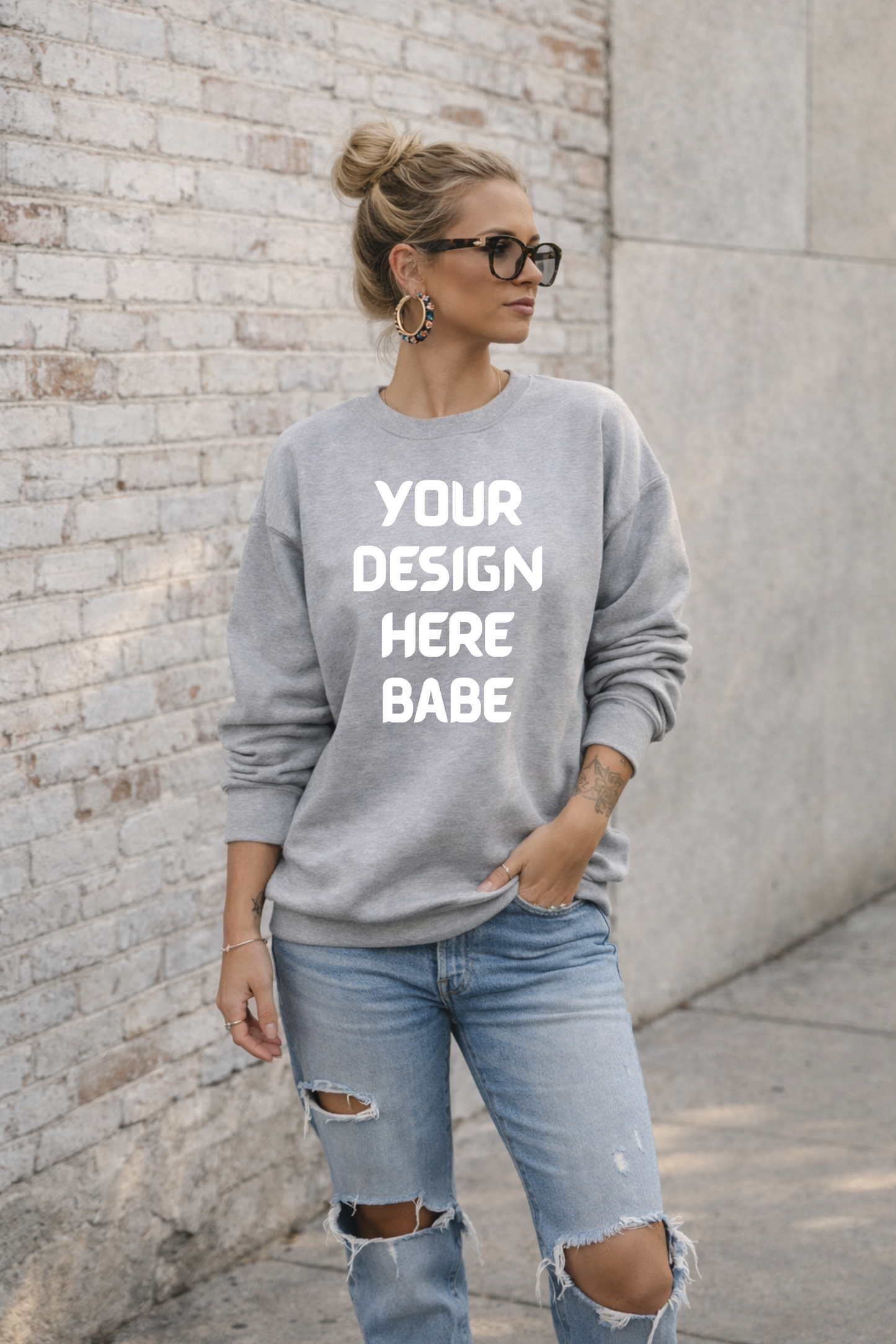 Mock up - Sport Grey Gildan Sweatshirt