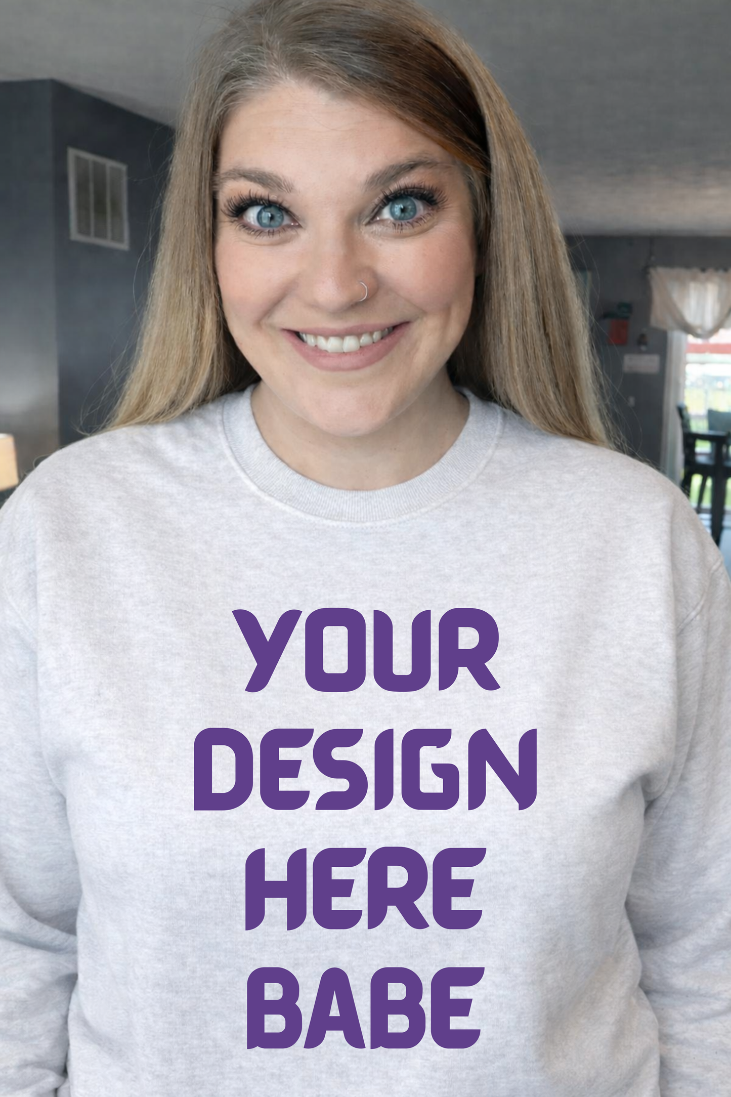 Mock up - Ash Grey Gildan Sweatshirt