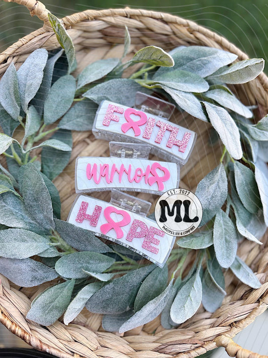 Breast cancer awareness claw clips