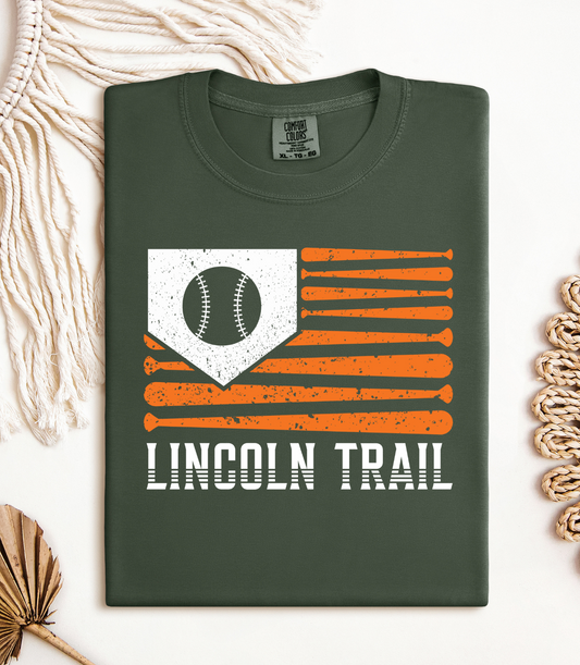 Lincoln Trail College orange bat flag