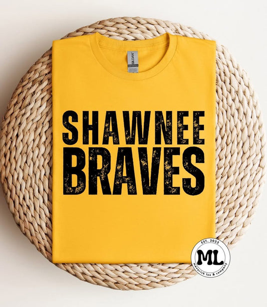 Shawnee Braves black distressed