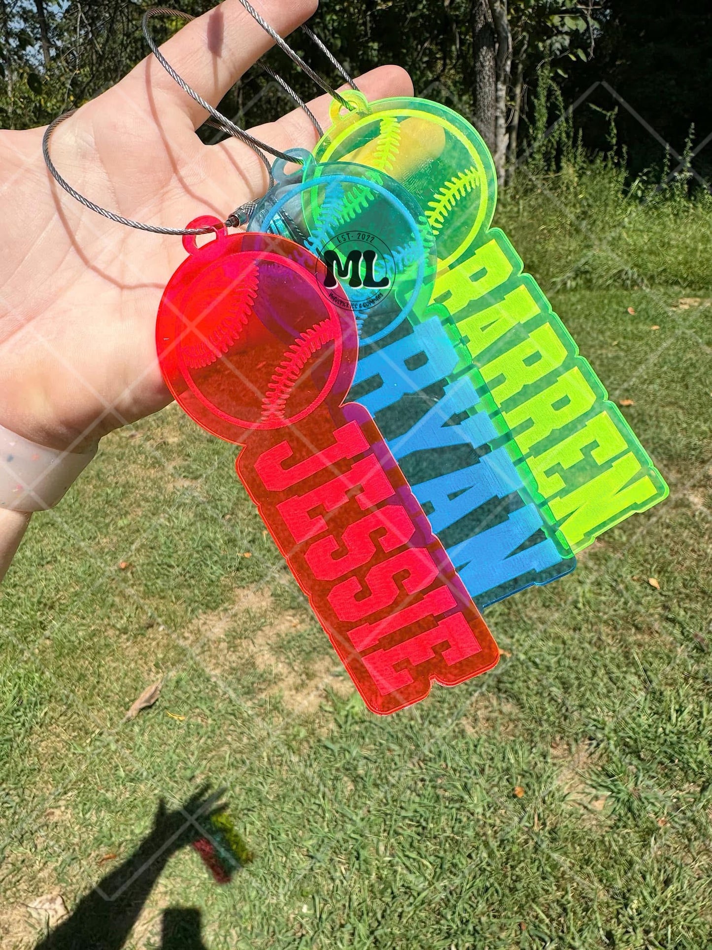 Translucent neon bag tags