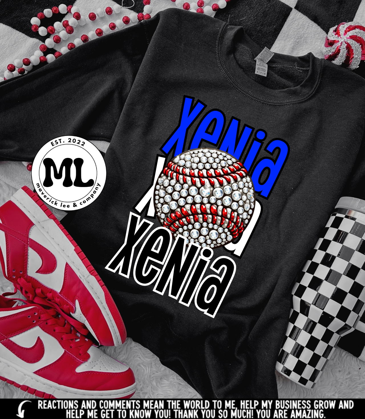 Xenia Buccaneers rhinestone baseball