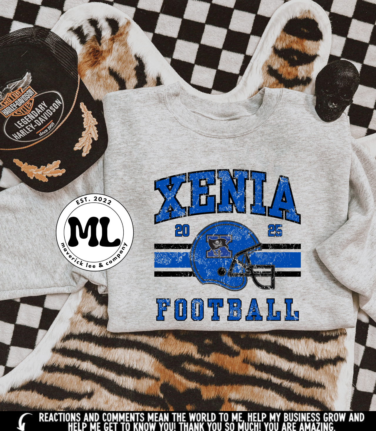 Distressed Xenia football with year