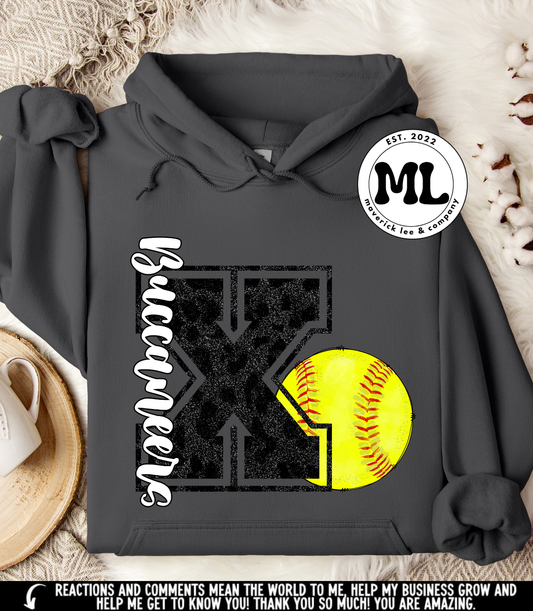 Buccaneers black cheetah softball