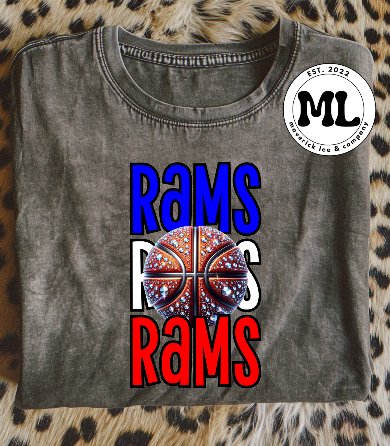 Rams rhinestone basketball