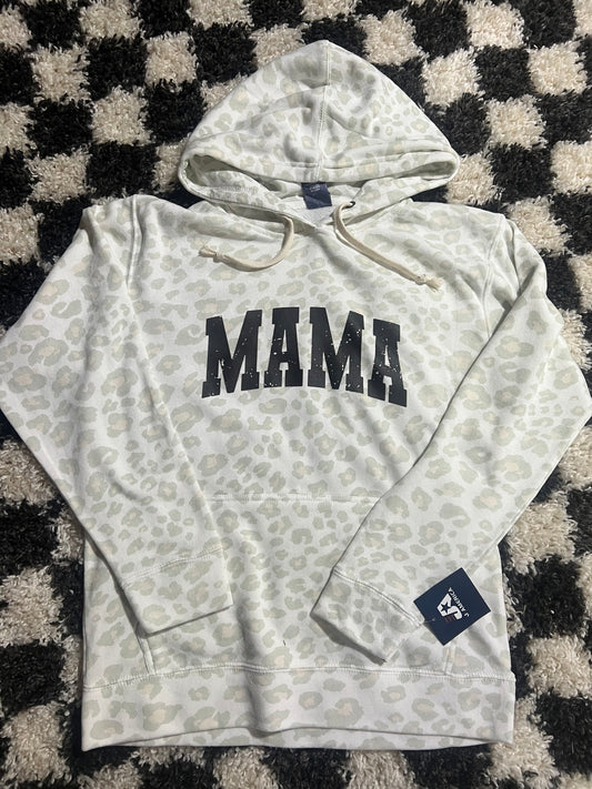 L Distressed mama cheetah hoodie