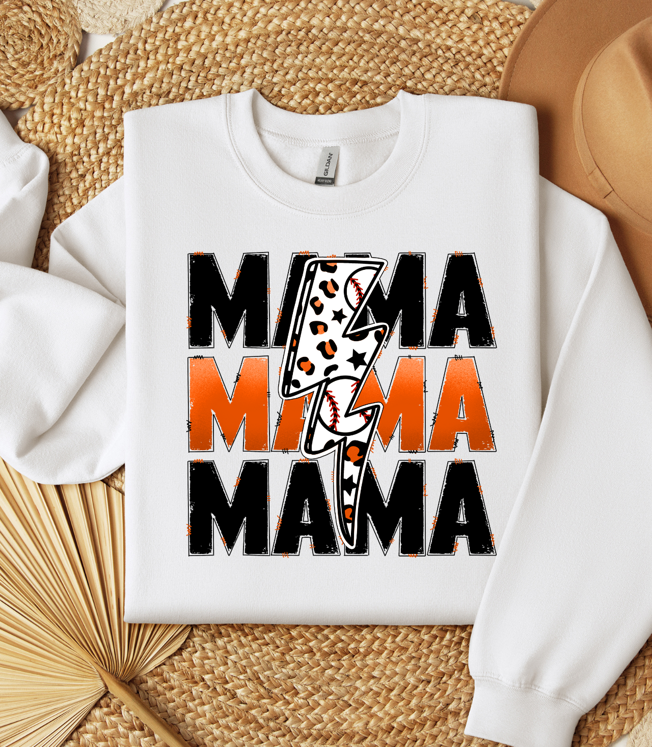 Orange and black baseball mama