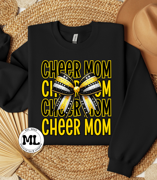 Scrolling cheer mom black/yellow