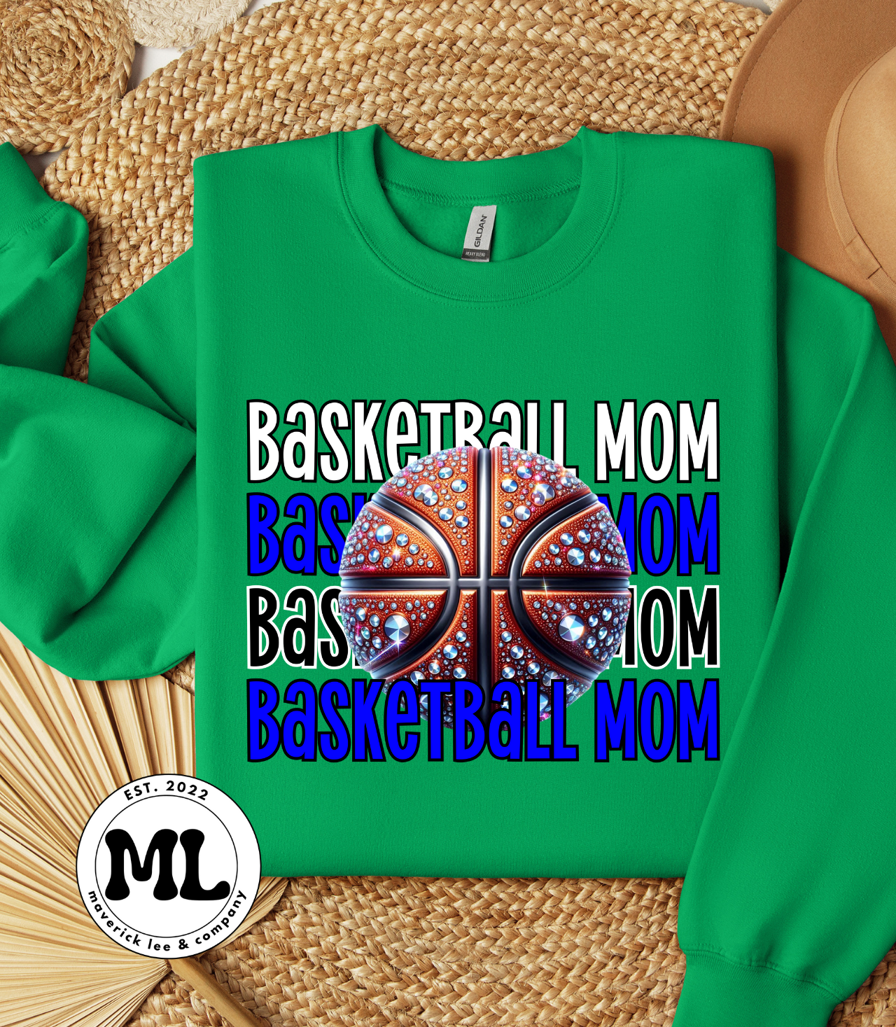 Rhinestone basketball mom royal/white/black