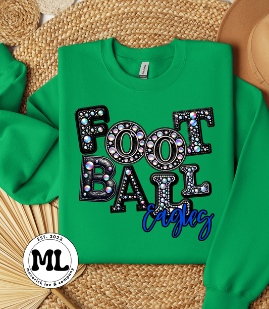 Rhinestone football letters, royal eagles