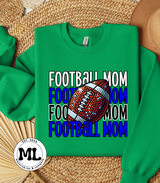 Rhinestone football royal/white/black